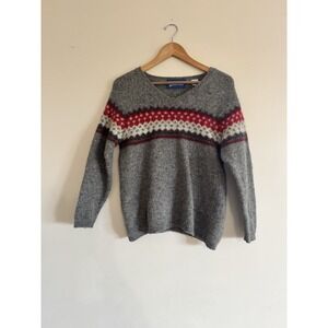 Express Bleus Vintage 90s Sweater Stripes 00s Wool Neutral Unisex Gray Retro Sm